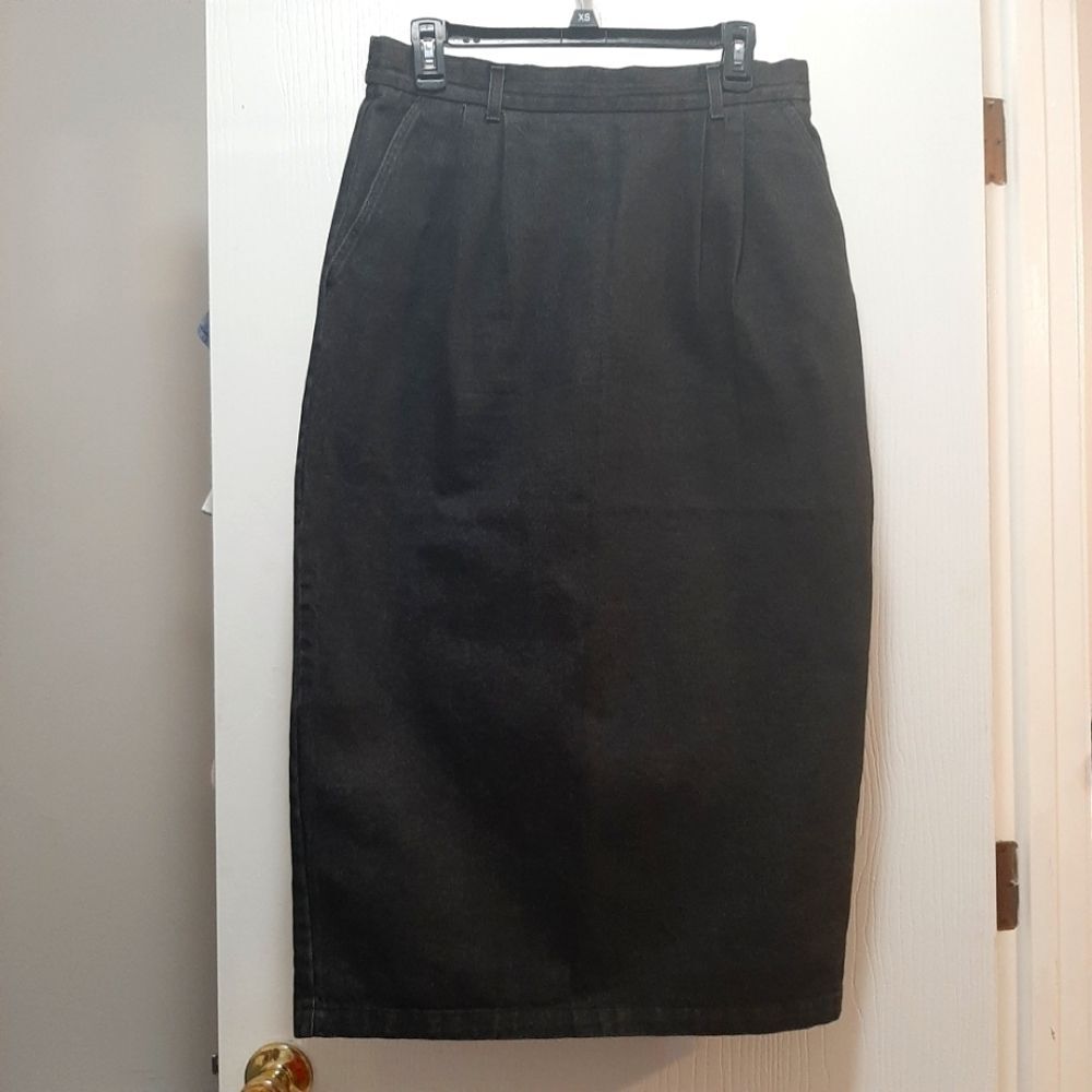 I.C Isaacs Modest Denim Black Maxi Skirt Pocket Size 12